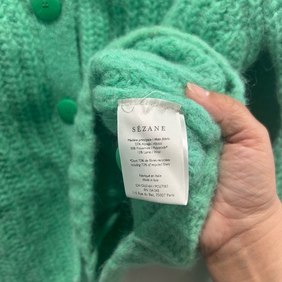 Sezane Emile Green Cardigan Sweater - Picture 4 of 5